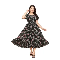 Womens Georgette Dresses Floral Printed One Piece Stylish