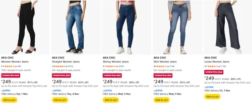 Image of Women's jeans starting @ ₹249