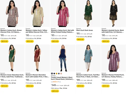 Image of Women's kurti starting @ ₹95