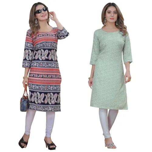 Image of Women's Multicolor Crepe Kurta Pack of 2 