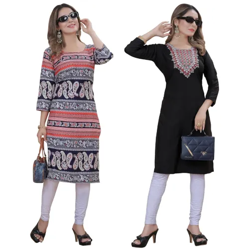 Image of Women's Multicolor Fancy Crepe Kurta