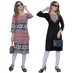 Womens Multicolor Fancy Crepe Kurta