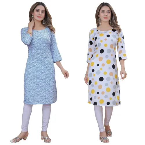 Image of Women's Multicolor Stylish Crepe Kurta (Pack of 2)