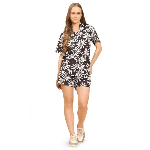 Image of Women's Printed Shirt Shorts Co-Ord Set
