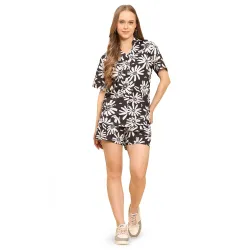 Womens Printed Shirt Shorts Co-Ord Set