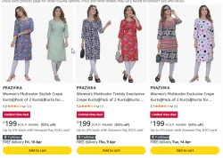 Womens stylish Multicolour kurta (pack of 2)