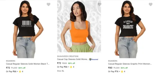 Image of Women's Tops Starting At ₹72