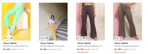 Image of Tokyo Talkies Women's Trousers Starting at ₹126