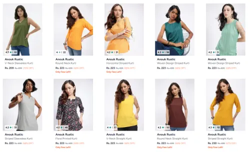 Image of Women,s V-Neck Sleeveless Kurti Starting At ₹125 Flat 40% Discount.