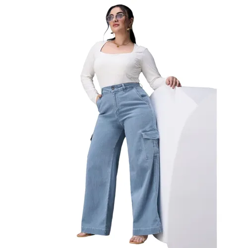 Image of Women's Wide Leg High Rise Regular Stretchable Denim Jeans