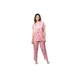 AV2 Women Satin Short Sleeve Top And Pajama Set 2297