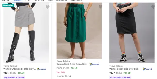 Image of Women Skirt Minimum 70% Discount