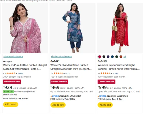 Image of Women Suit Starting @ ₹259
