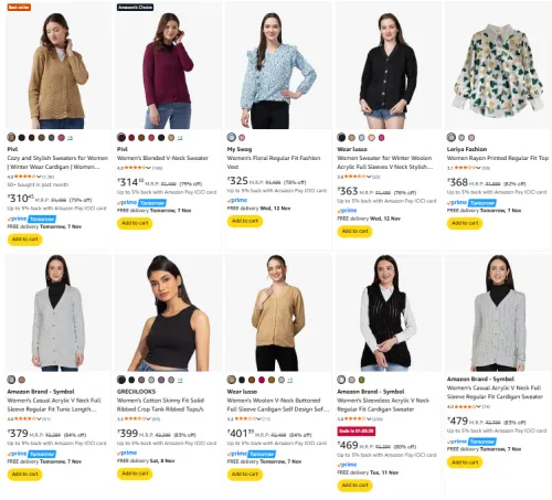 Image of Women Sweater for Winter Minimum 79% Discount.