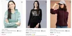 Women Sweatshirt Starting @ ₹306