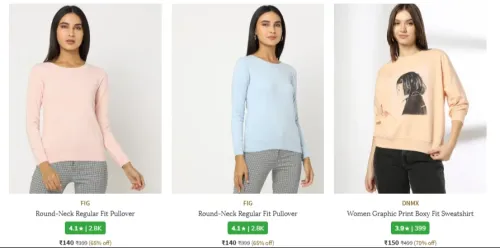 Image of women sweatshirt starting at ₹140