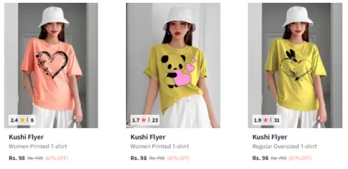 Image of Women T-shirt Minimum 80% Discount
