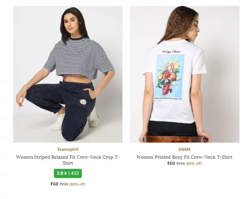 Image of Women T-shirt Starting @ ₹60