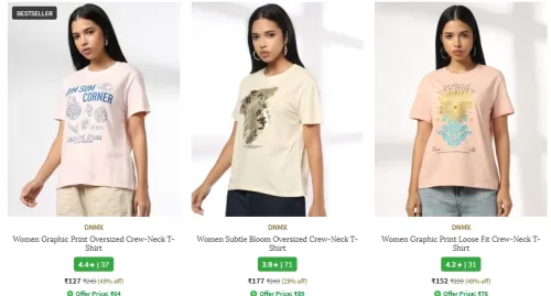 Image of women t-shirts starting at ₹127