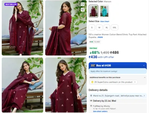 Image of Women Top Pant Attached Dupatta Set
