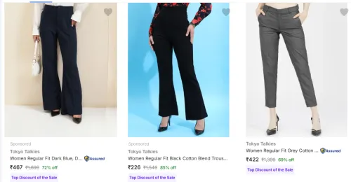 Image of Women Trouser Minimum 80% Discount