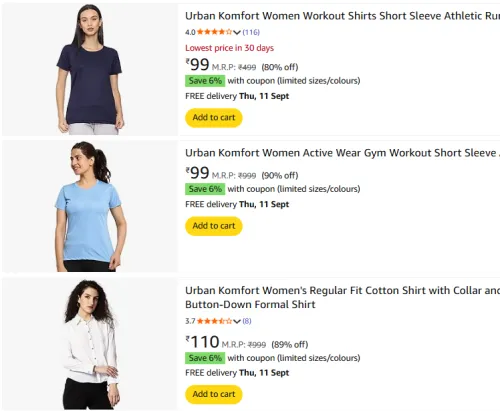 Image of Women T-shirt & Pajama From ₹99