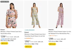 Womens 2-Piece Printed Co-ord Set @ Starting ₹226