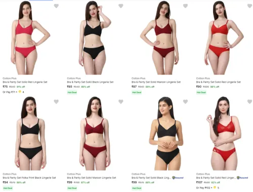 Image of women's Bra & Panty Lingerie Set starting @ ₹75