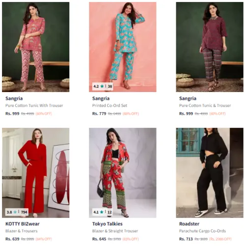 Image of Women's Branded Co Ords @ Minimum 80% Discount 