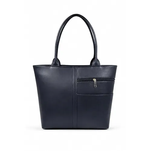 Image of Women's Brown Tote Bag, Faux Leather, Dual Handles, Zip Pockets