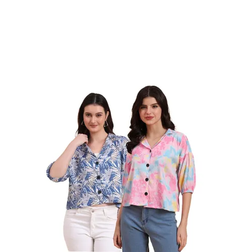 Image of Women’s Cotton Blend Printed Shirts Pack of 2