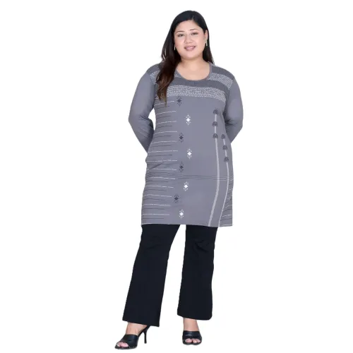 Image of Women's Cotton Printed Kurti | Full Sleeve, Regular Fit, Casual Wear