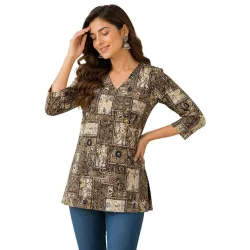 Womens Stylish Printed Cotton Short Kurti Top