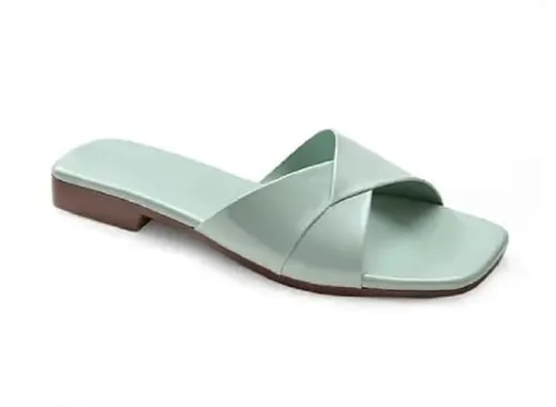 Image of Women's Cross Strap Flat Slide Sandals 