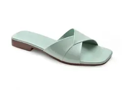 Womens Cross Strap Flat Slide Sandals 