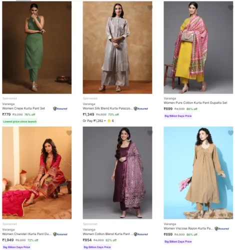 Image of Women's Ethnic Sets @ Minimum 70% Discount