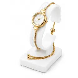 Womens Gold-Tone Quartz Watch with Chain Bracelet