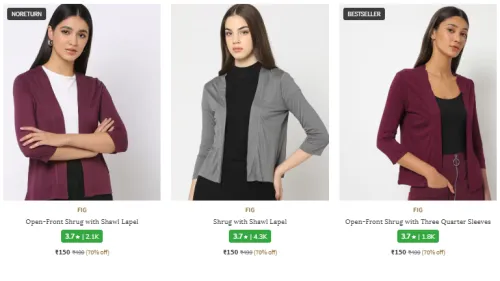 Image of Women's Jackets & Shrugs @ Start ₹150