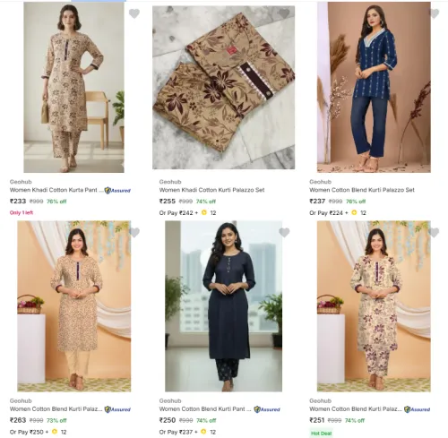 Image of Women's Kurta Pant Set @ Starting ₹233