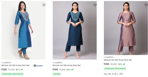 Image of Women's Kurta Pant Set @ Starting ₹295 