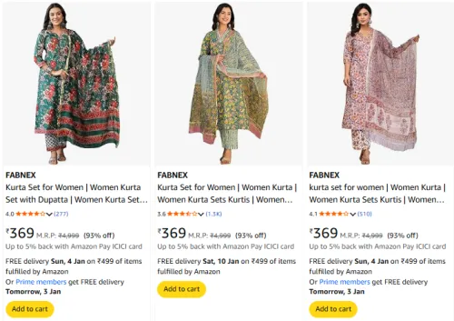 Image of Women's Kurta Set @ Starting ₹369