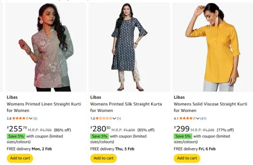 Image of Womens Kurta Starting @ ₹214