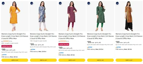 Image of Womens Kurti Starting @ ₹99