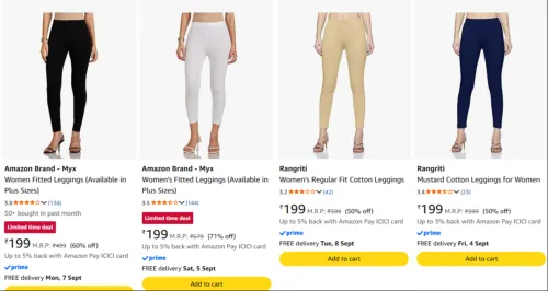 Image of Womens Leggings Starting at Just ₹199