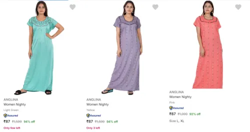 Image of Womens Nighty Start @ ₹87