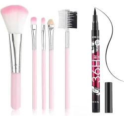 Womens Pink Makeup Brushes Set