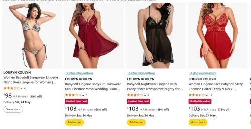 Image of Women's Premium Lingerie & Body Suit Starting at just ₹98