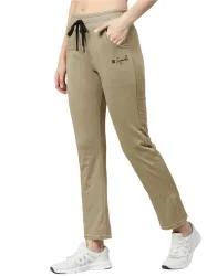 Womens Premium Cotton Solid Track Pant with Elastic Waistband