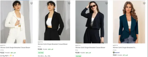Image of Women's single breasted blazer starting at ₹222
