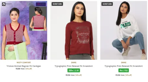 Image of Women's Sweaters & Sweatshirts @ Start ₹100